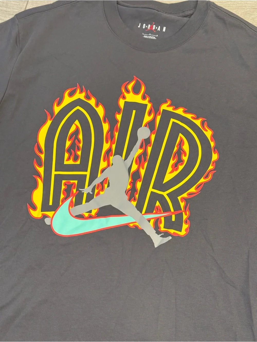 Men's Jordan Graphic AJ3 Latte Café IF3110-100 Tee T-Shirt White Black Sz Large